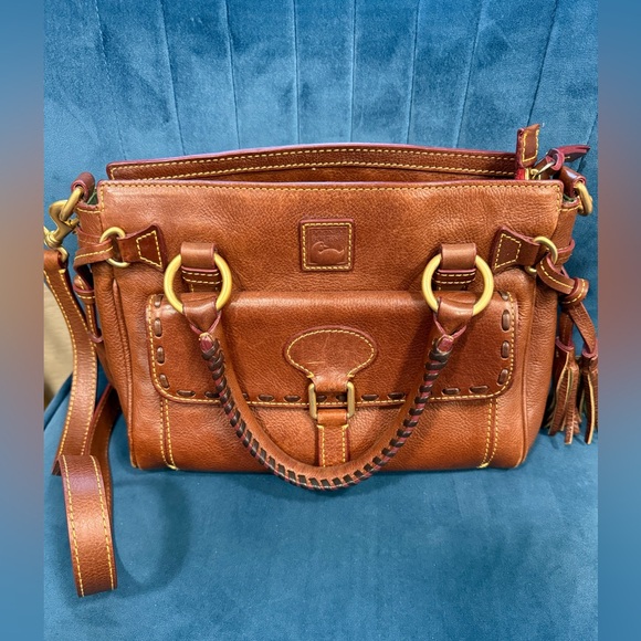 Dooney & Bourke Florentine Leather Satchel – Brown, Tassels, Crossbody Strap - Picture 5 of 15